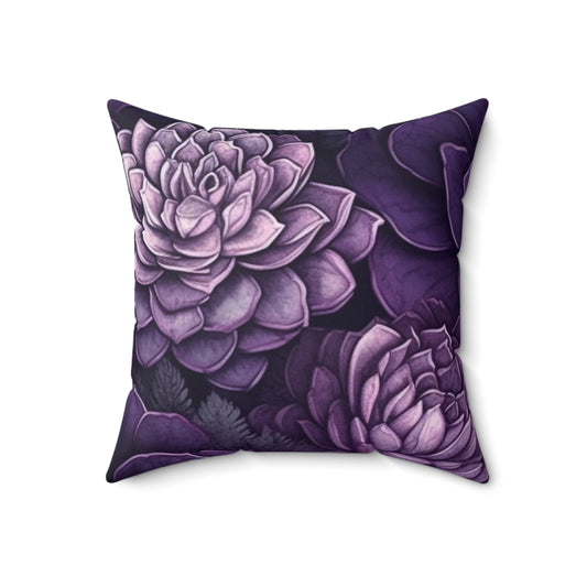 Square Pillow Cover With Pillow Insert In Purple Floral Pattern