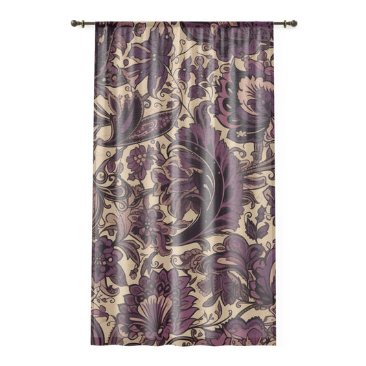 Sheer Window Curtain 50" x 84" Jacobean