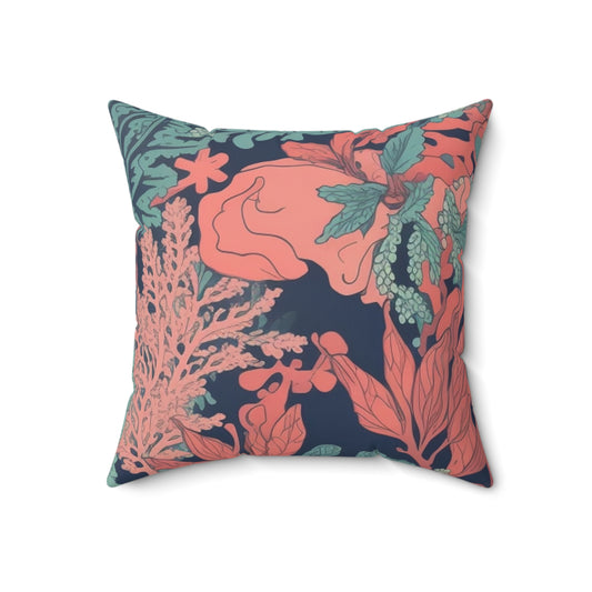 Square Pillow Cover With Pillow Insert In Coral Pattern