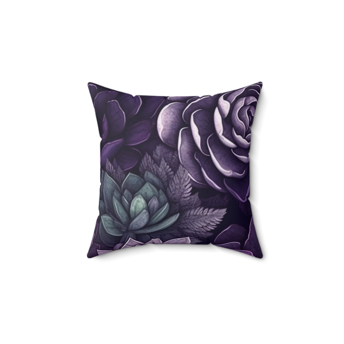 Square Pillow Cover With Pillow Insert In Purple Floral Pattern