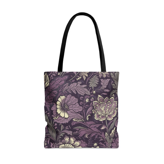 Purple Floral Tote Bag Jacobean Design