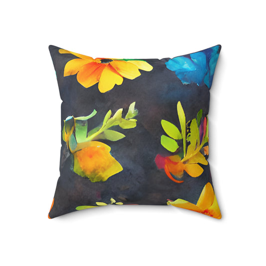 Square Pillow Cover With Pillow Insert In Watercolor Flowers Pattern