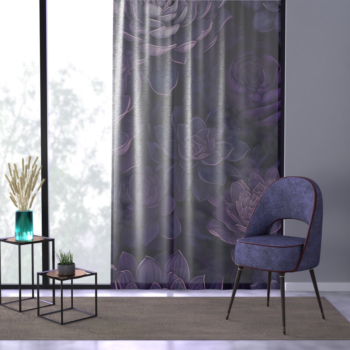 Sheer Window Curtain 50" x 84" Purple