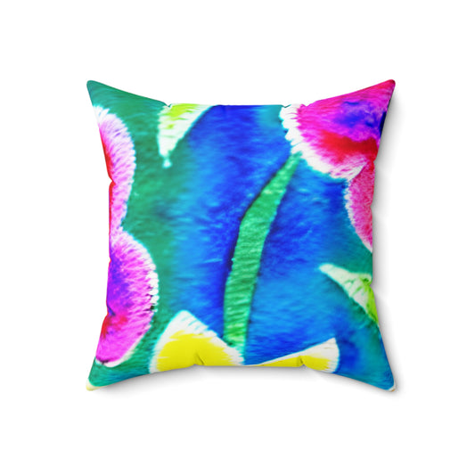 Square Pillow Cover With Pillow Insert In Watercolor Flowers Pattern