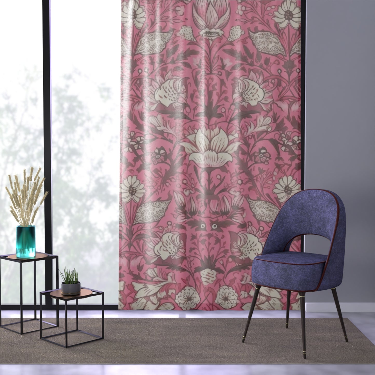 Sheer Window Curtain 50" x 84" Jacobean