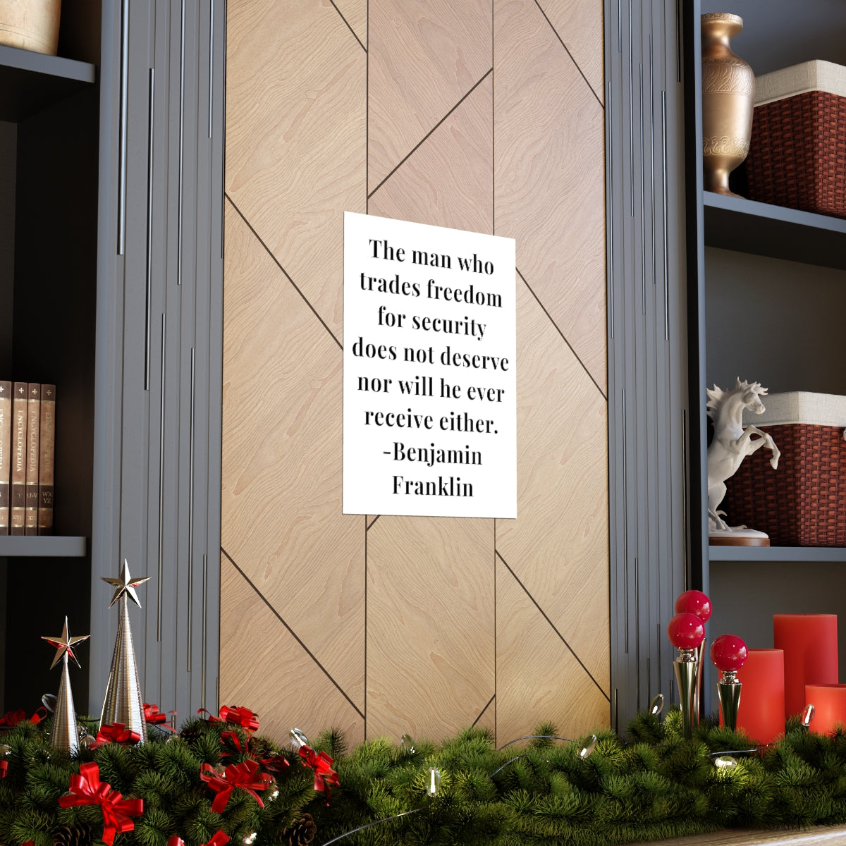 Benjamin Franklin Quote - The Man Who Trades Freedom Premium Matte Vertical Poster