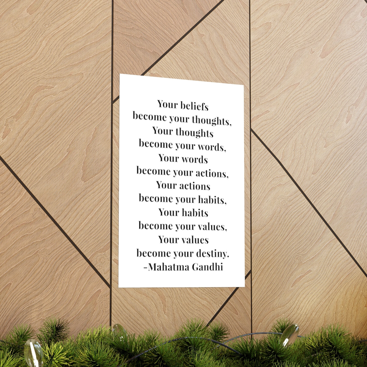 Mahatma Gandhi Quote - Your Beliefs Become Your Thoughts - Premium Matte Vertical Poster