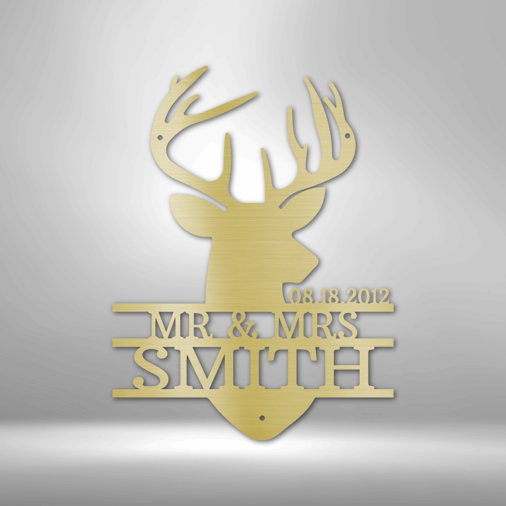 Deer Head Monogram - Steel Sign