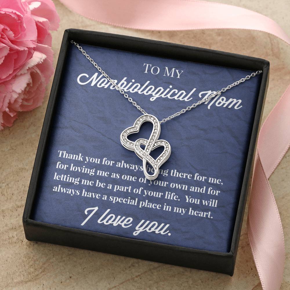 To My Nonbiological Mom Double Hearts Necklace, Bonus Mom Necklace, Stepmom Necklace, Bonus Mom Jewelry