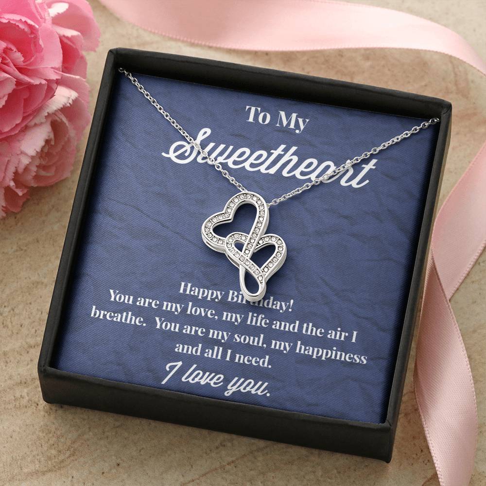 Happy Birthday To My Sweetheart Double Hearts Necklace - Jewelry for Wife - Necklace for Wife