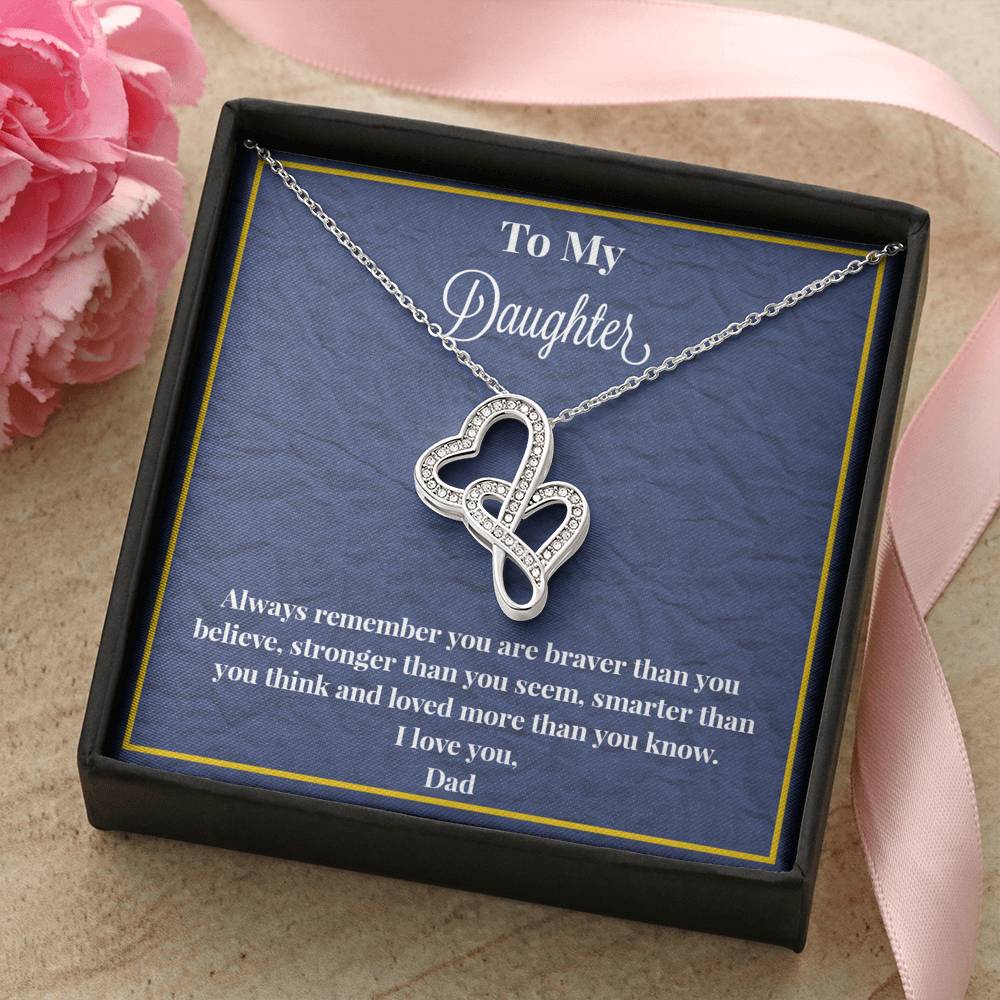 To My Daughter Always Remember Double Heart Necklace