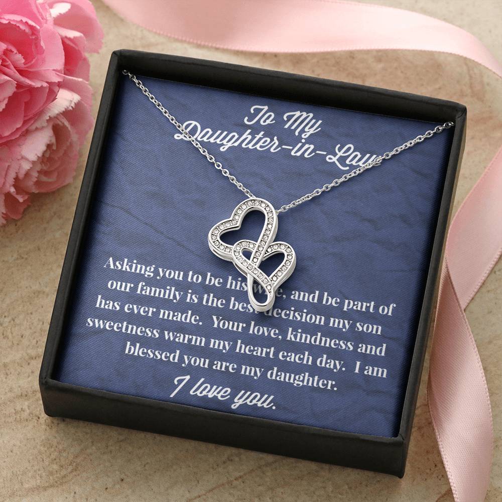 To My Daughter-in-Law Double Heart Necklace - Gift for Daughter- Necklace for Daughter-in-Law