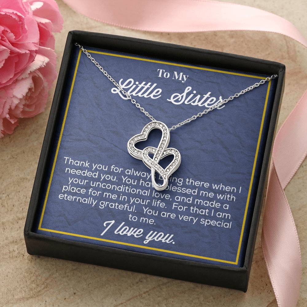 To My Little sister Double Hearts Necklace