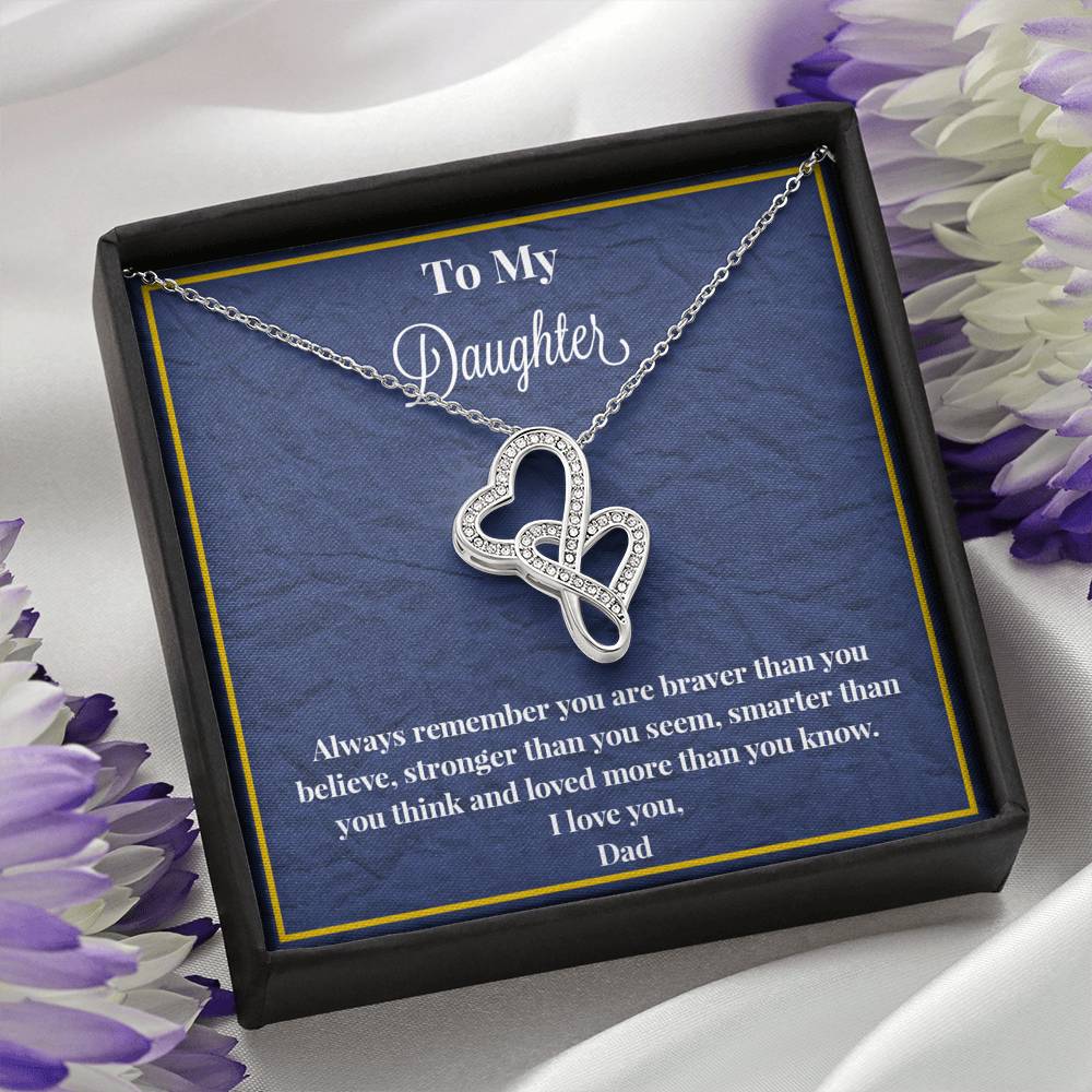To My Daughter Always Remember Double Heart Necklace
