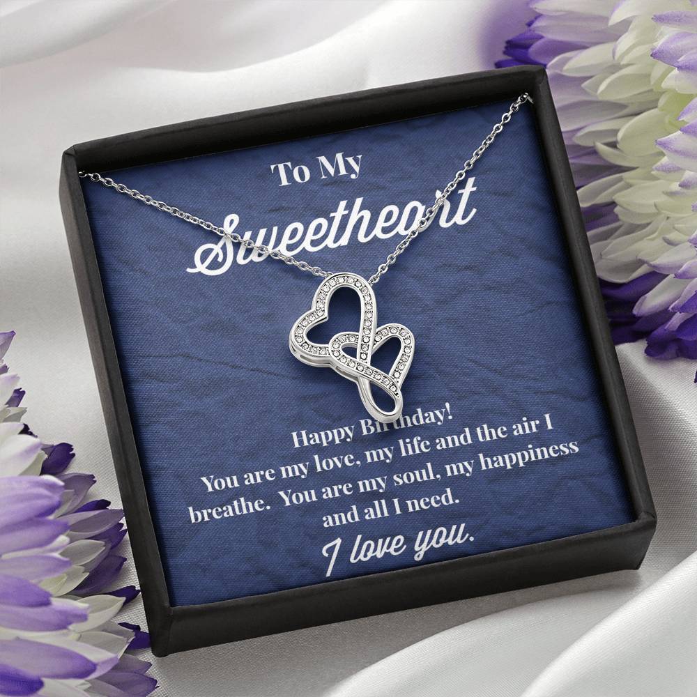 Happy Birthday To My Sweetheart Double Hearts Necklace - Jewelry for Wife - Necklace for Wife