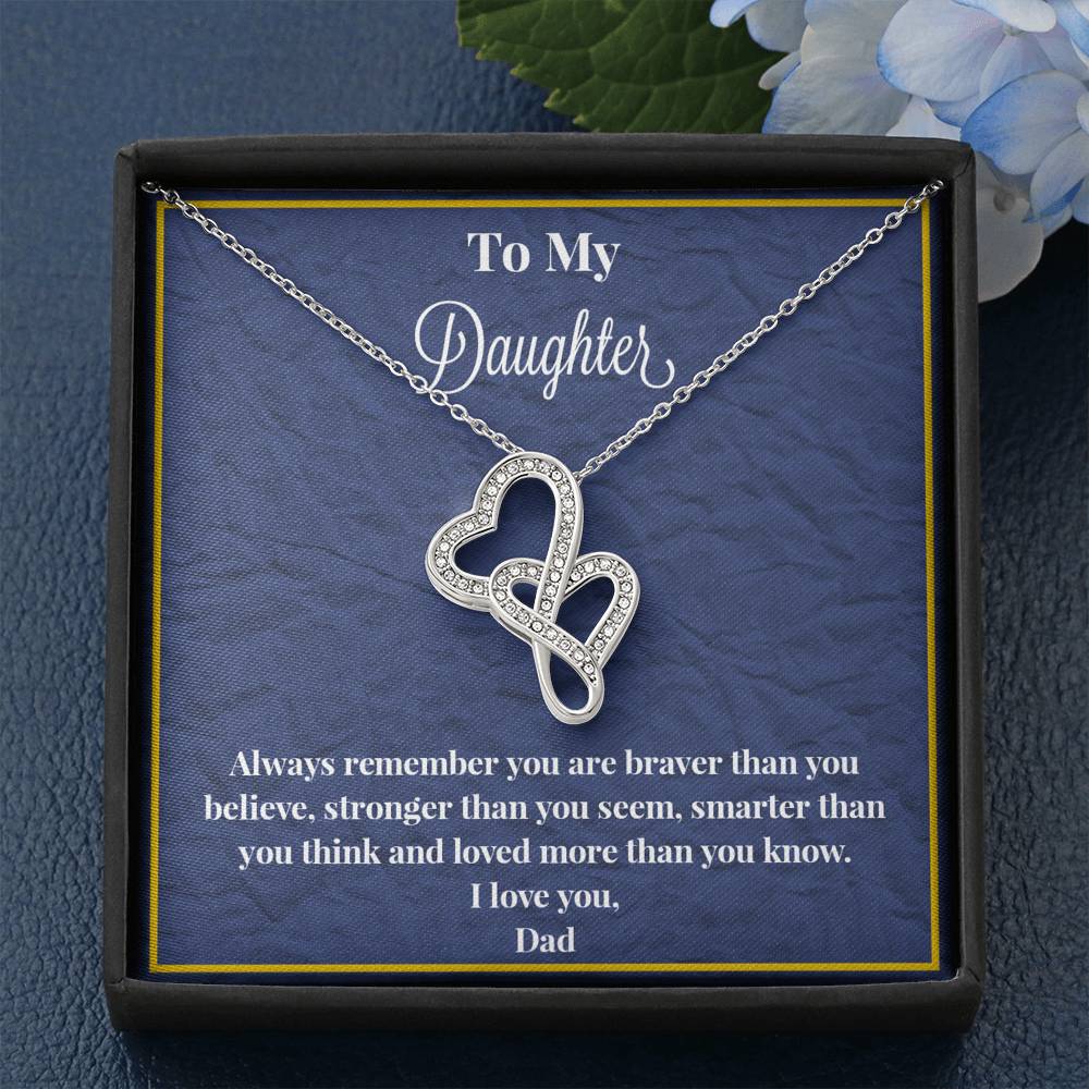 To My Daughter Always Remember Double Heart Necklace