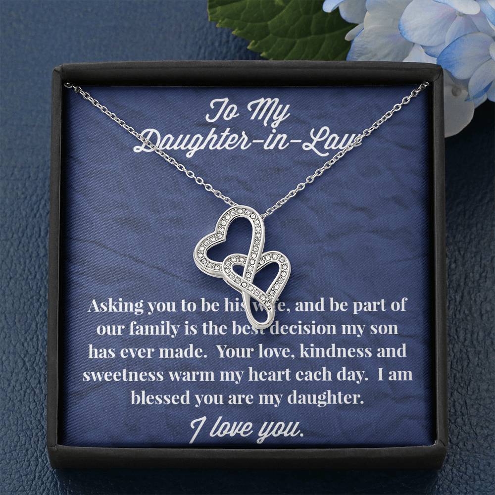 To My Daughter-in-Law Double Heart Necklace - Gift for Daughter- Necklace for Daughter-in-Law