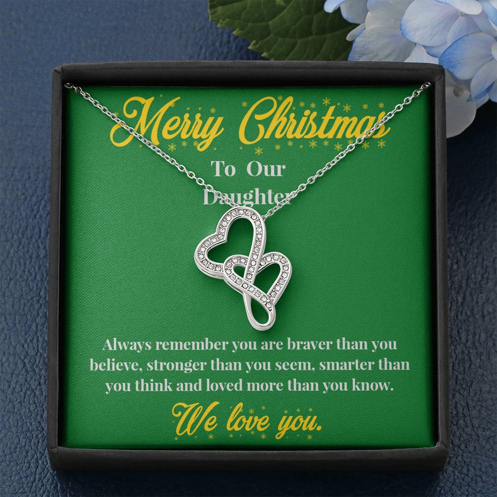 Merry Christmas to Our Daughter - Double Heart Necklace - Christmas Gift for Daughter - Necklace for Daughter
