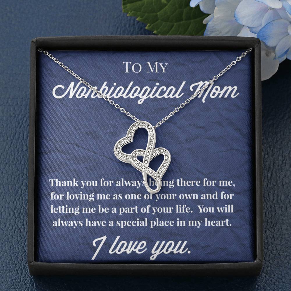To My Nonbiological Mom Double Hearts Necklace, Bonus Mom Necklace, Stepmom Necklace, Bonus Mom Jewelry