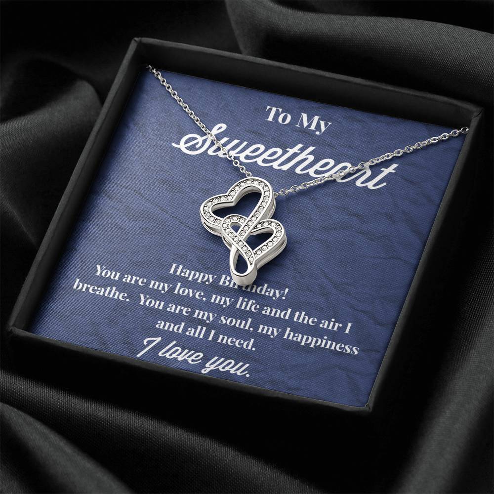 Happy Birthday To My Sweetheart Double Hearts Necklace - Jewelry for Wife - Necklace for Wife