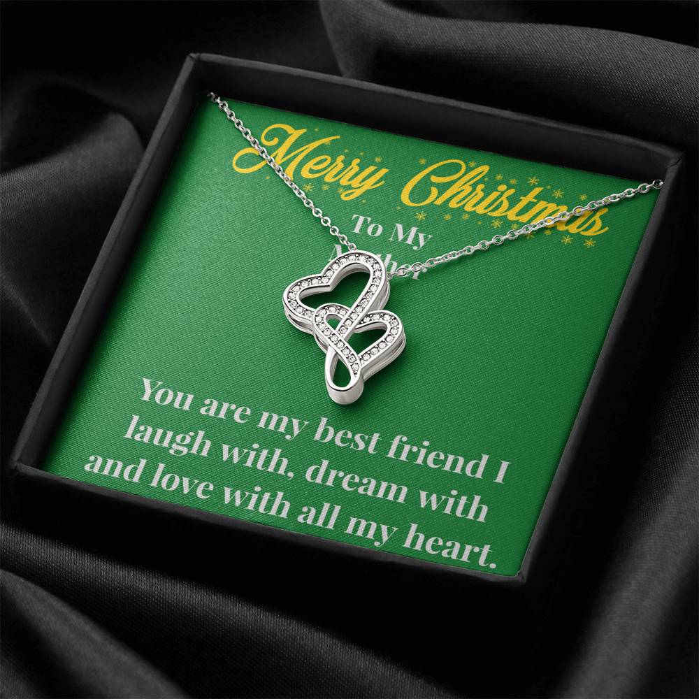 Merry Christmas To My Mother Double Heart Necklace - Gift for Mom - Necklace for Mom
