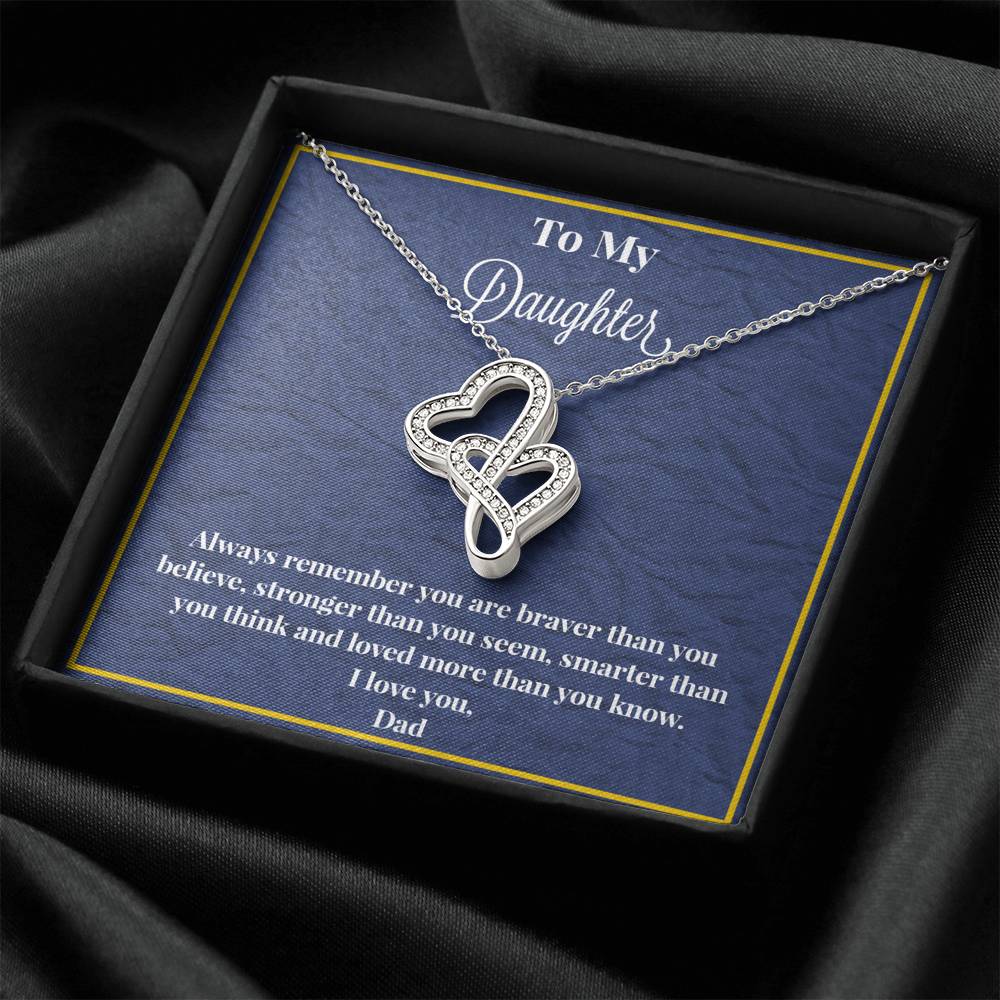 To My Daughter Always Remember Double Heart Necklace