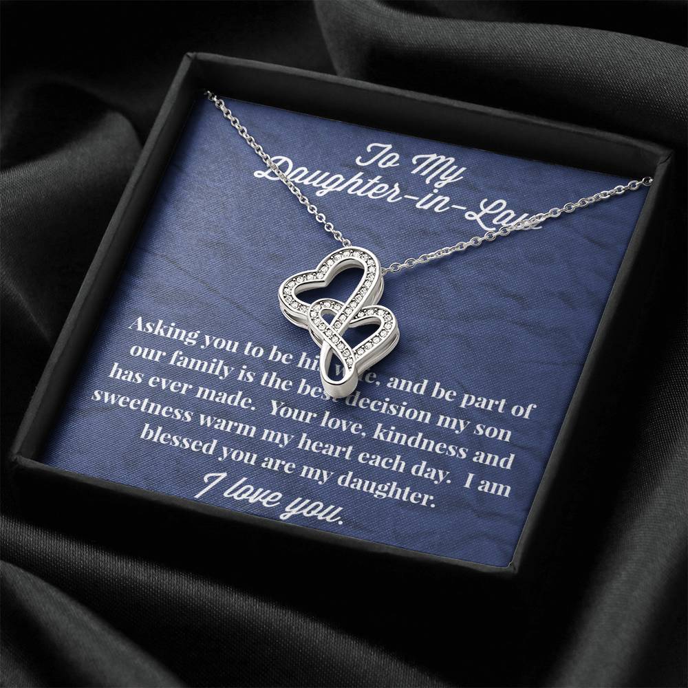 To My Daughter-in-Law Double Heart Necklace - Gift for Daughter- Necklace for Daughter-in-Law