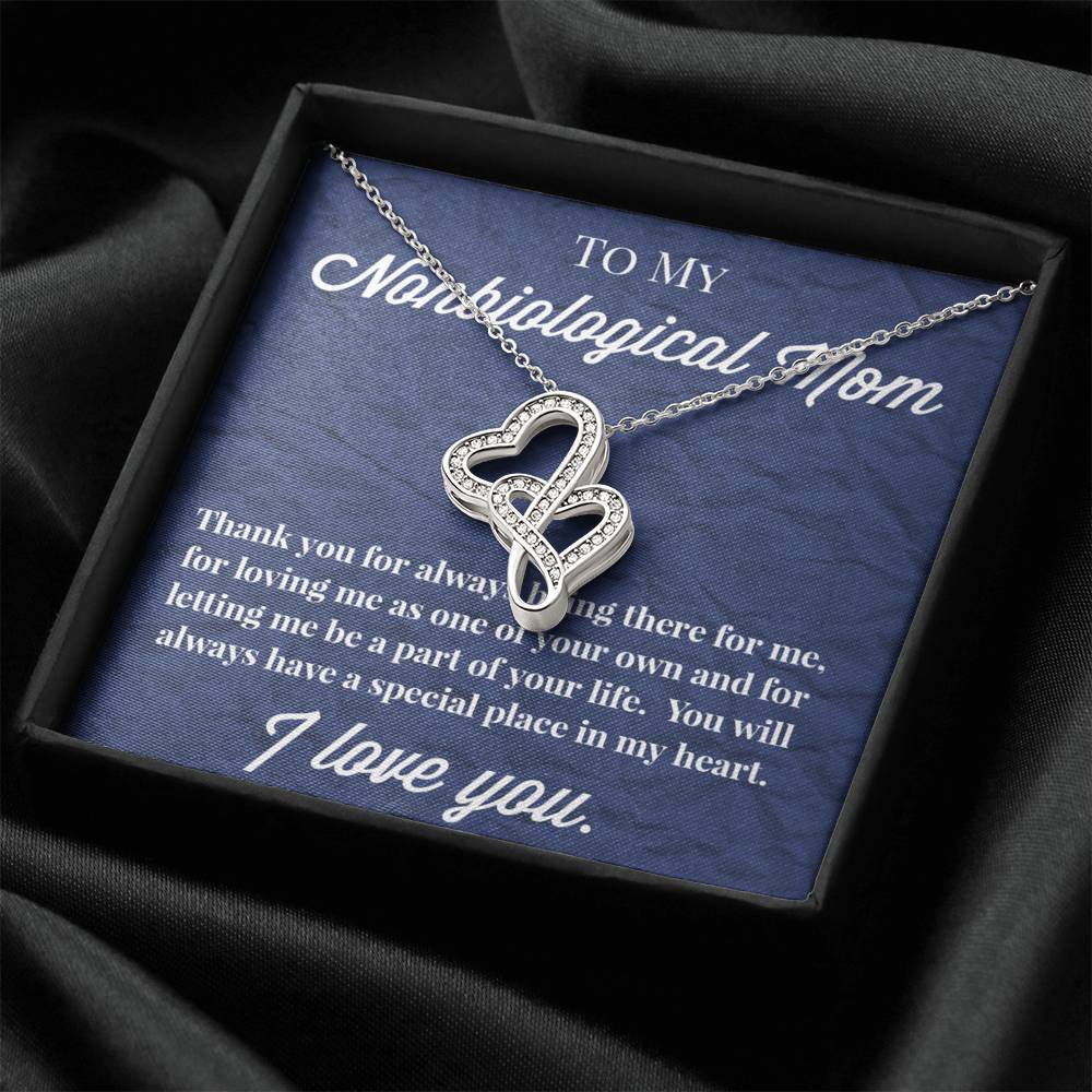 To My Nonbiological Mom Double Hearts Necklace, Bonus Mom Necklace, Stepmom Necklace, Bonus Mom Jewelry