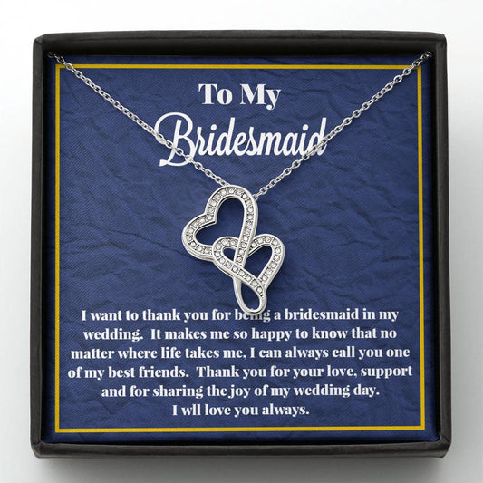 To My Bridesmaid Double Hearts Necklace
