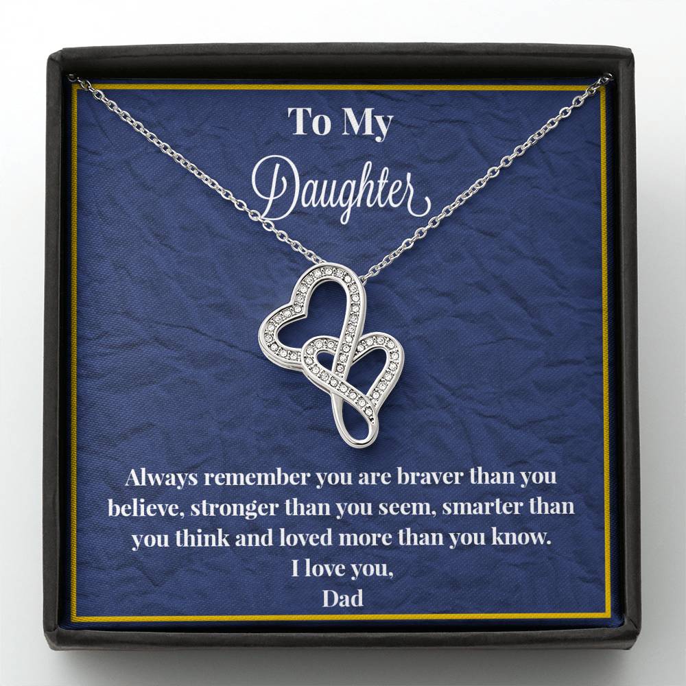 To My Daughter Always Remember Double Heart Necklace