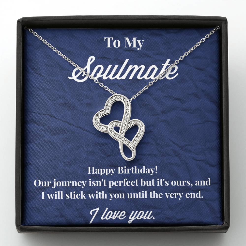 Happy Birthday To My Soulmate Double Hearts Necklace - Jewelry for Wife - Necklace for Wife
