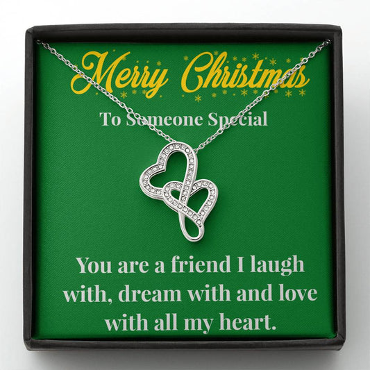 Merry Christmas To My Friend Double Heart Necklace - Gift for Friend - Necklace for A Friend