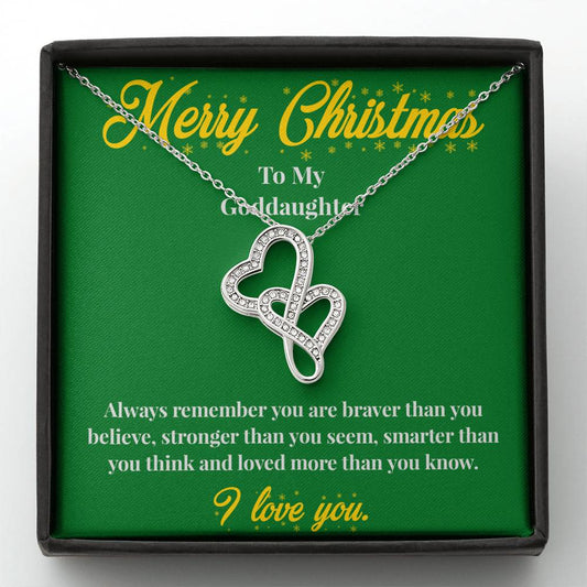 Merry Christmas To My Goddaughter - Double Hearts Necklace - Christmas Gift for Goddaughter - Necklace for Goddaughter