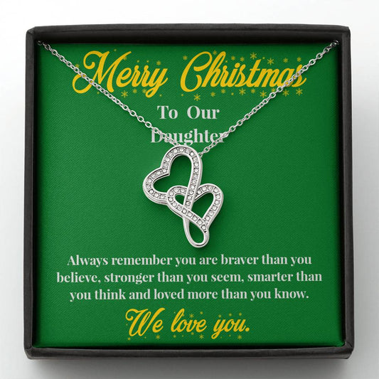 Merry Christmas to Our Daughter - Double Heart Necklace - Christmas Gift for Daughter - Necklace for Daughter