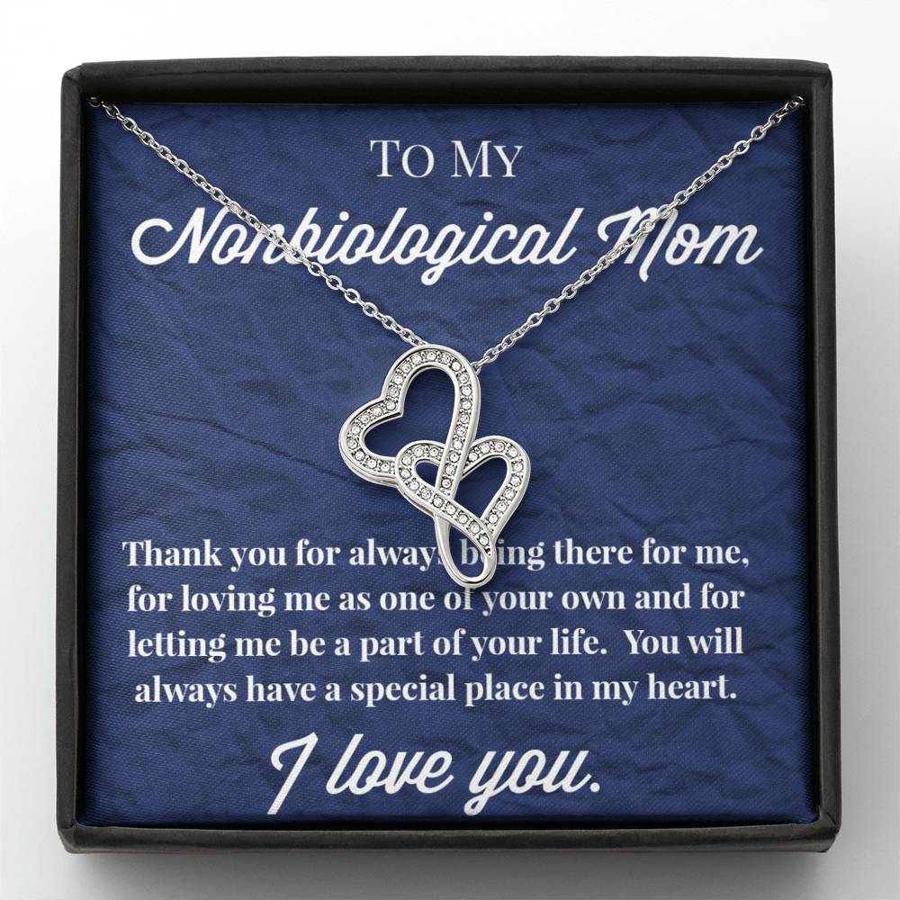 To My Nonbiological Mom Double Hearts Necklace, Bonus Mom Necklace, Stepmom Necklace, Bonus Mom Jewelry