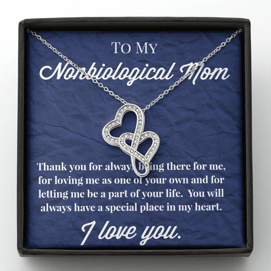 To My Nonbiological Mom Double Hearts Necklace, Bonus Mom Necklace, Stepmom Necklace, Bonus Mom Jewelry