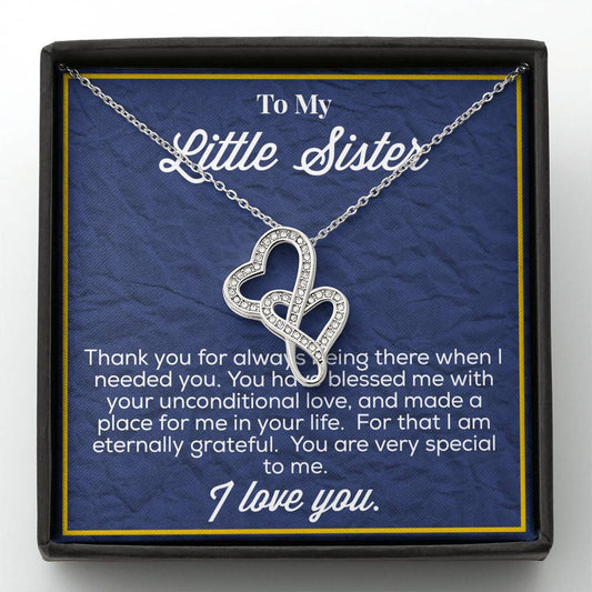 To My Little sister Double Hearts Necklace