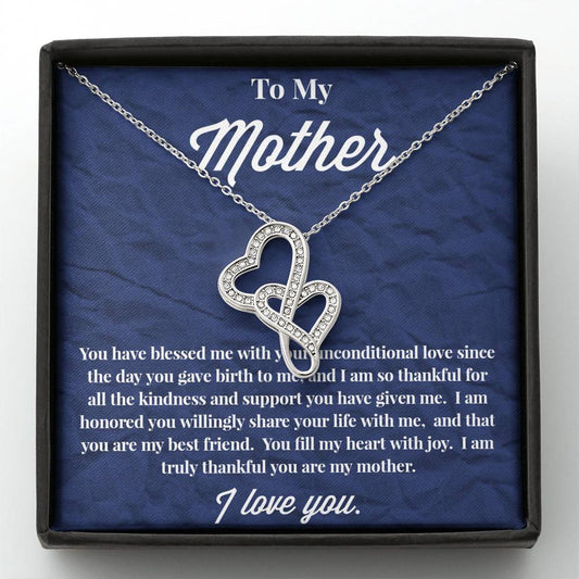 To My Mother Double Hearts Necklace - Jewelry for Mom - Necklace for Mom - Gift for Mom