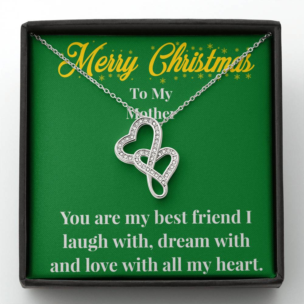 Merry Christmas To My Mother Double Heart Necklace - Gift for Mom - Necklace for Mom