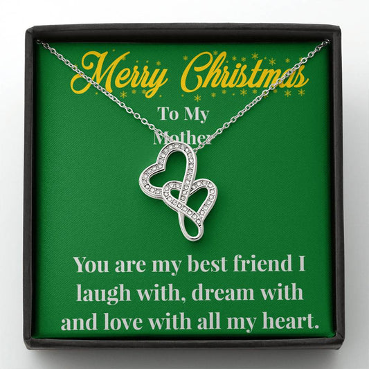 Merry Christmas To My Mother Double Heart Necklace - Gift for Mom - Necklace for Mom