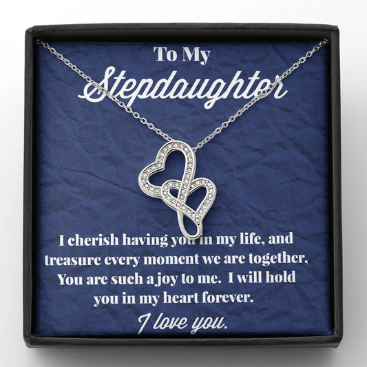 To My Stepdaughter Double Hearts Necklace