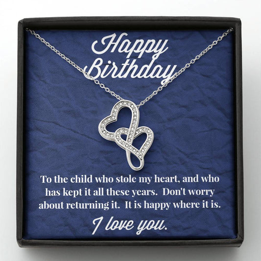 Happy Birthday Double Hearts Necklace