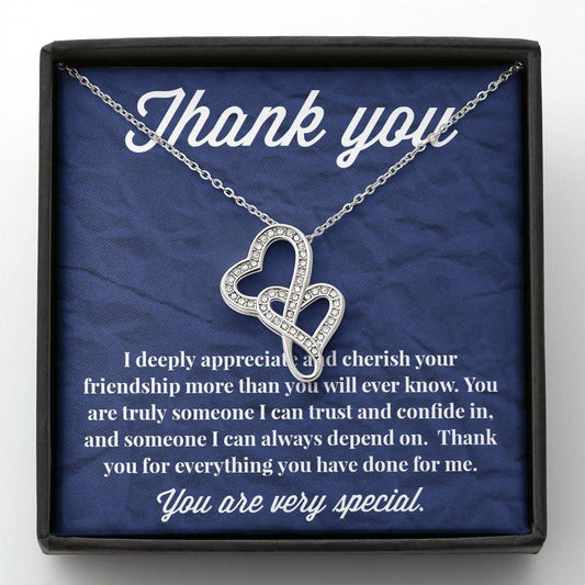 Thank You Double Hearts Necklace - Thank You Gift - Necklace for Friend