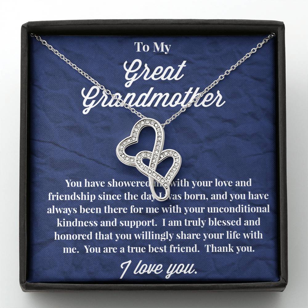To My Great Grandmother Double Hearts Necklace - Jewelry for Grandmother - Gift for Grandmother