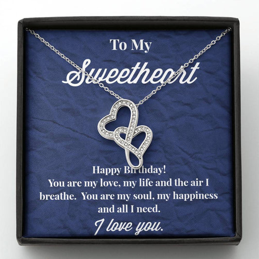 Happy Birthday To My Sweetheart Double Hearts Necklace - Jewelry for Wife - Necklace for Wife