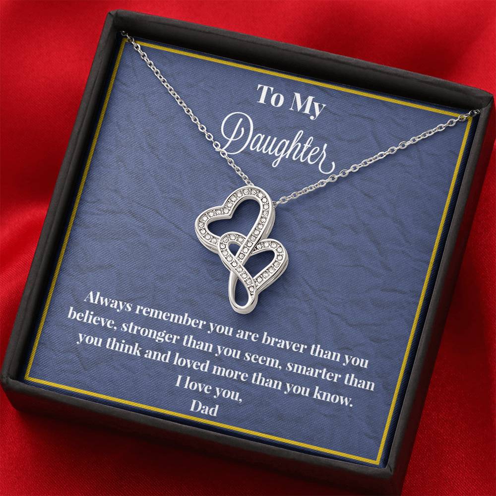 To My Daughter Always Remember Double Heart Necklace