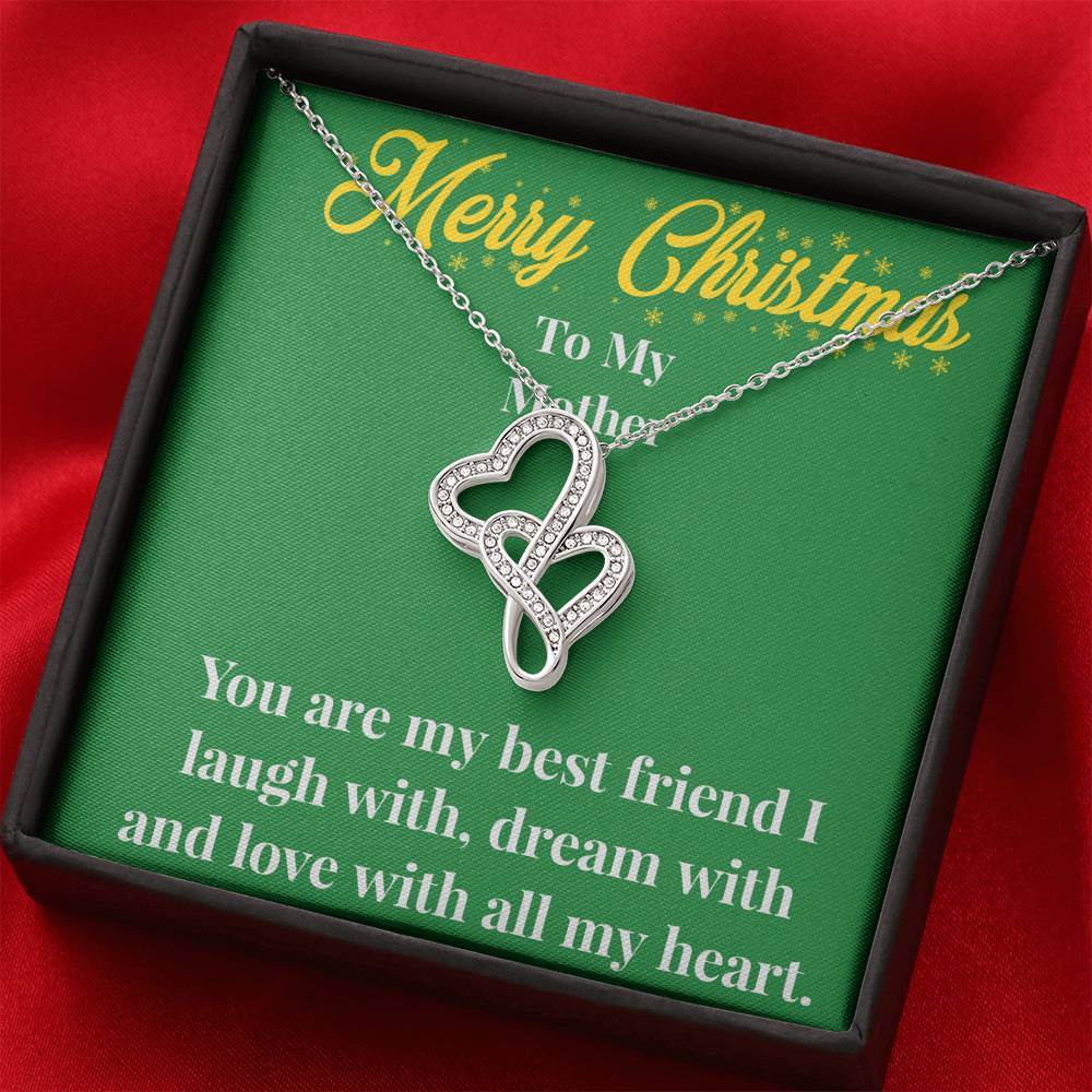 Merry Christmas To My Mother Double Heart Necklace - Gift for Mom - Necklace for Mom