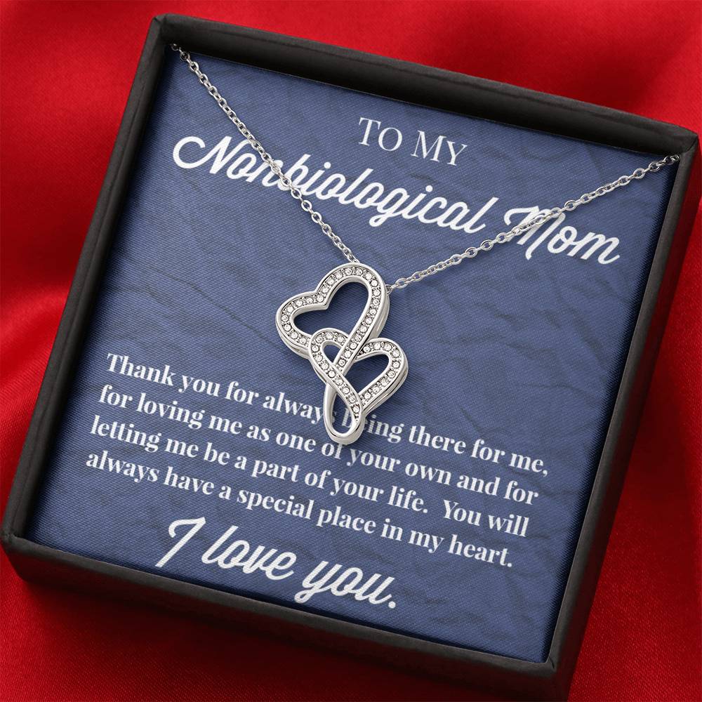 To My Nonbiological Mom Double Hearts Necklace, Bonus Mom Necklace, Stepmom Necklace, Bonus Mom Jewelry