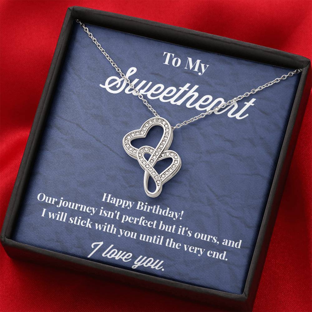 Happy Birthday To My Sweetheart Double Hearts Necklace - Sweetheart Necklace - Jewelry for Wife - Necklace for Wife
