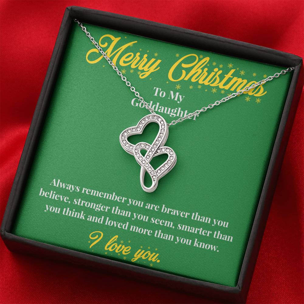Merry Christmas To My Goddaughter - Double Hearts Necklace - Christmas Gift for Goddaughter - Necklace for Goddaughter